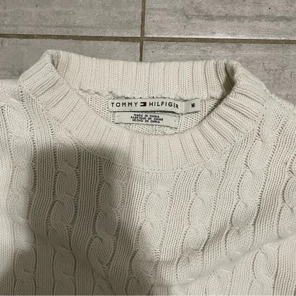 Tommy Hilfiger White Cable Knit Sweater - Picture 3 of 4